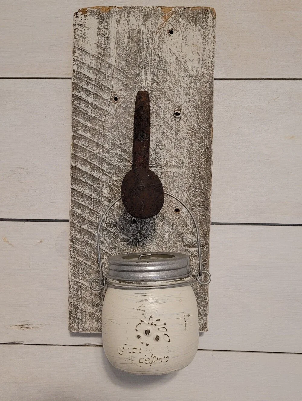 Barnwood With Railroad Spike Candle Lantern